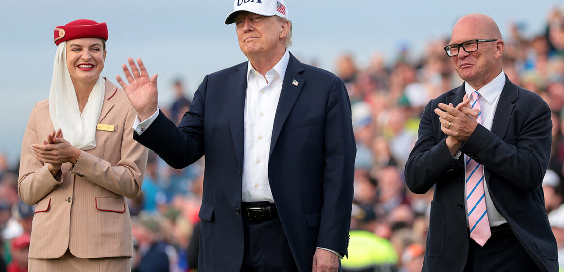 Irish golf fans chant ‘U-S-A’ after Trump announces end of tariffs on Irish whiskey