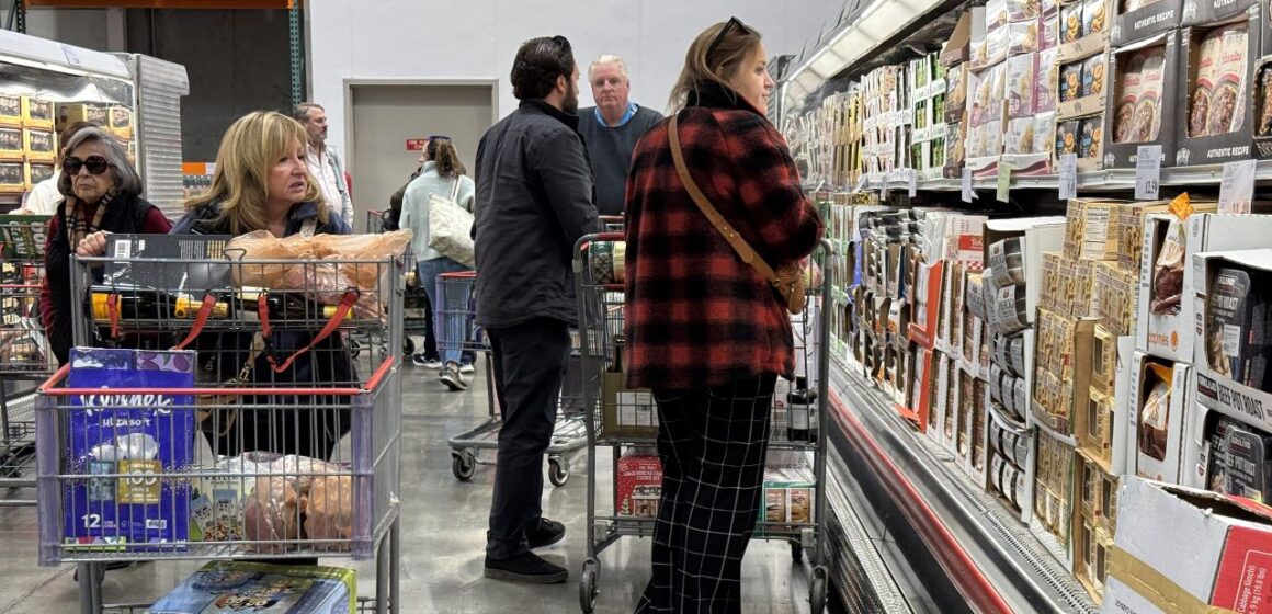 Shoppers at a grocery store