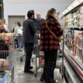 Shoppers at a grocery store