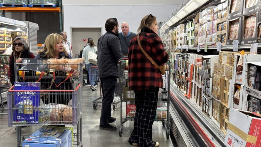 Shoppers at a grocery store